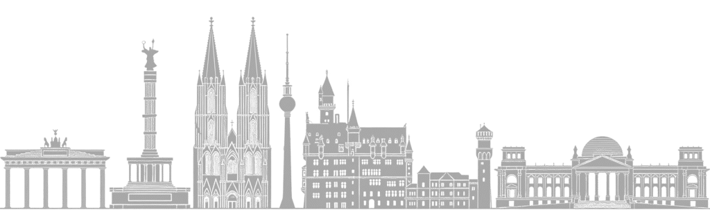 RSA Schulung bundesweit mit Symbol einer Skyline von Sehenswürdigkeiten deutscher Städte